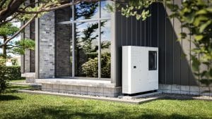 Heat pump installed at the wall